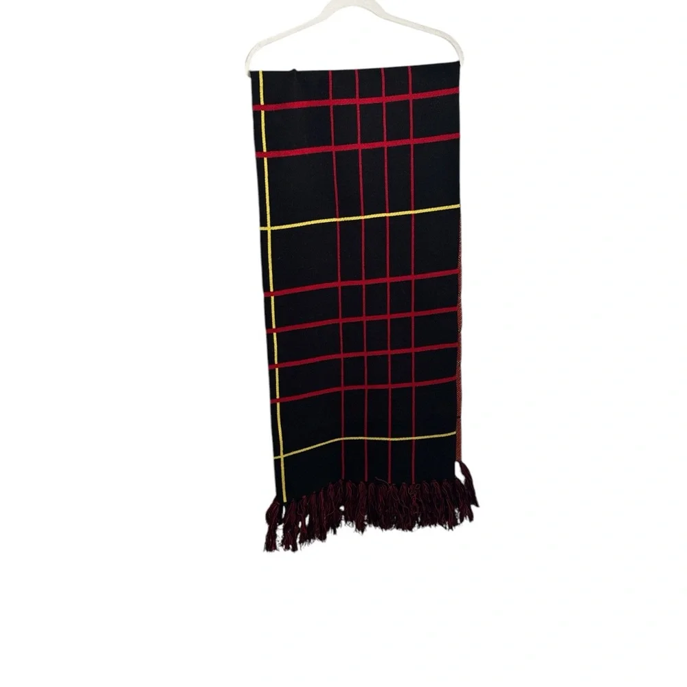 New with Tags Rag & Bone Black and Red Plaid Scarf with Fringe